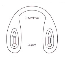 Hilco Silicone Strap Bridge, Push-On Clear Flex~ 20mm, 31/29 mm (part 25/691/0000)