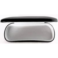 Black, Matte, Faux Leather, Metal Spectacle Case with Soft Plush Lining  Medium
